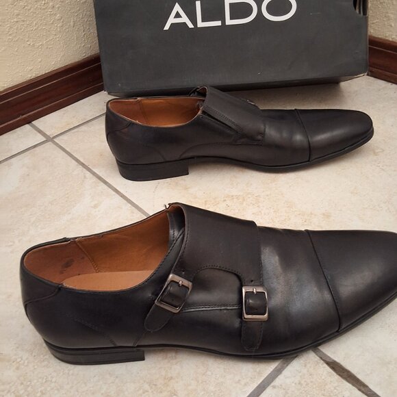 Aldo Black Monk Strap Shoes Size 12